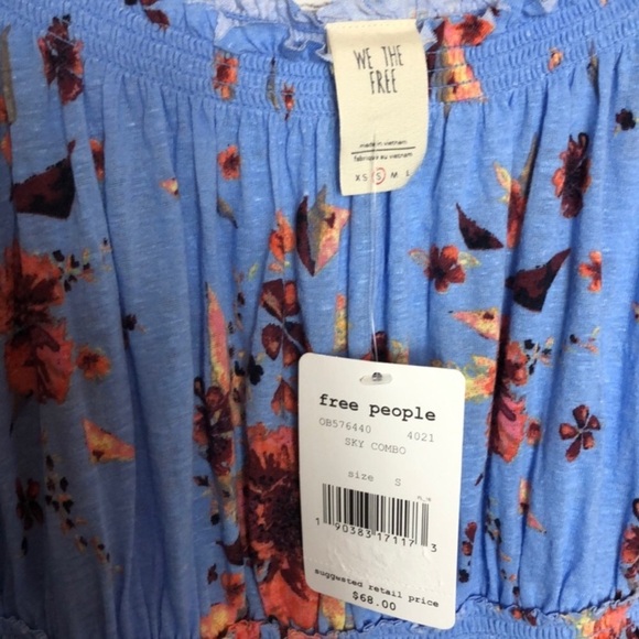 We The Free Floral Blouse Blue Sky Combo Size Small - Picture 4 of 6